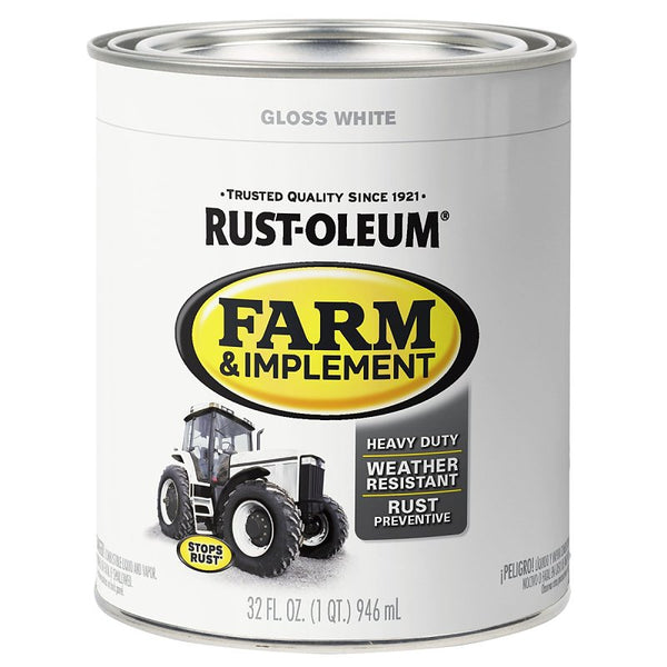 Rust-Oleum 280105 Farm & Implement Enamel Paint, Quart, Gloss White, (Pack of 1)
