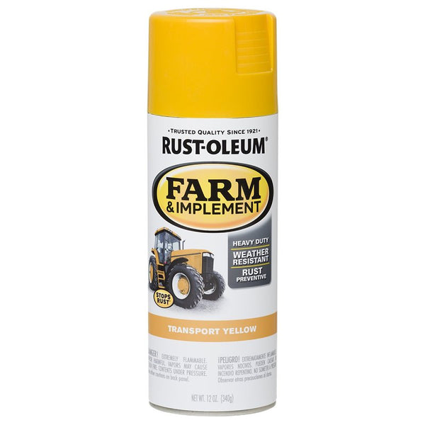 Rust-Oleum 280145 Farm & Implement Spray Paint, 12 oz, Gloss Transport Yellow (Pack of 1)