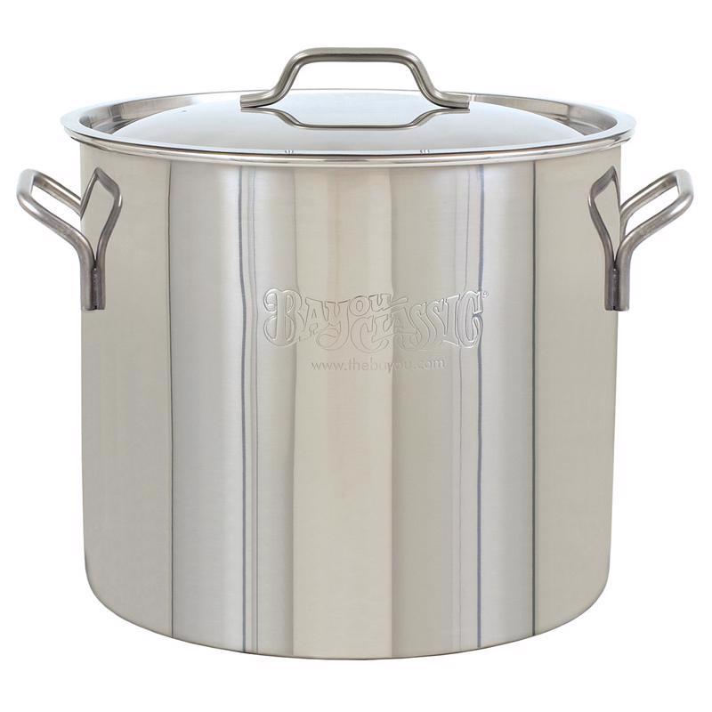 Bayou Classic 1420 20-qt Stainless Stockpot Features Heavy Duty Welded Handles for Secure Handling Domed Lid Perfect For Large Batch Cooking of Soups Stews Chili and Gumbo