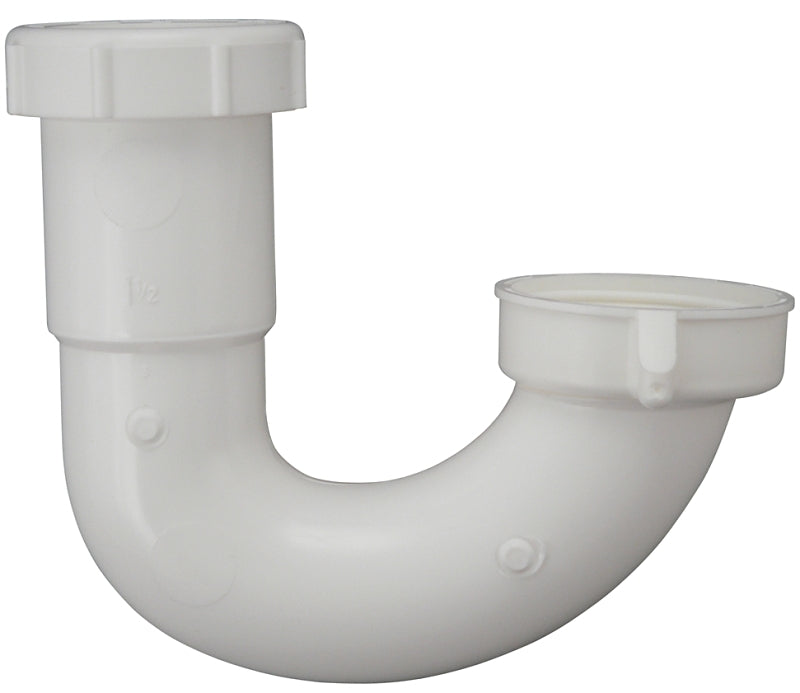 Plumb Pak PP20662 Sink Trap J-Bend, 1-1/2 X 1-1/4 in, Plastic, 1-1/2"/1-1/4", White