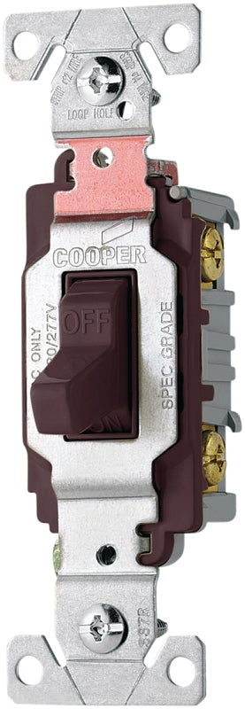 EATON CS220B Arrow Hart Eagle Cs Lighted Toggle Switch, 120/277 Vac, 20 A, 2 P, Brown