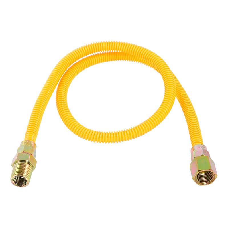 Eastman 10YE515036B Eastman EZ-10 Series Gas Connector, 1/2 in, FIP x MIP, 304 Stainless Steel, Epoxy-Coated, 36 in L, 12/BAG