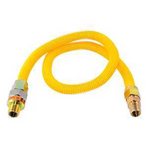 Eastman 30YE50V036B Eastman Gas Connector, 3/8 x 1/2 in, FIP x MIP, Stainless Steel, Epoxy-Coated, 36 in L, 5/8 in OD
