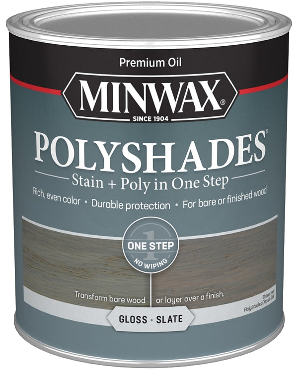 Minwax PolyShades Semi-Transparent Gloss Slate Oil-Based Stain/Polyurethane Finish 1 qt 614984444