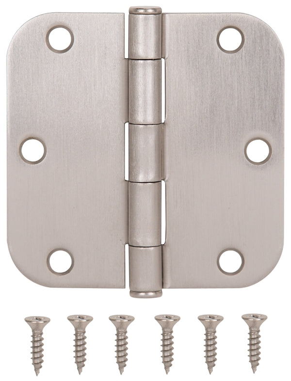 MINTCRAFT 20347SNX ProSource 8491359 Hinge, L X 3-1/2 in W Door, 6 Holes, 2.2 Mm Thick Leaf, Steel, Satin Nickel