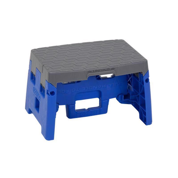 Cosco 11903BGR1E One-Step Folding Step Stool, 300 lb, 8 1/2" Working Height, Blue/Gray 11-903-BGR4