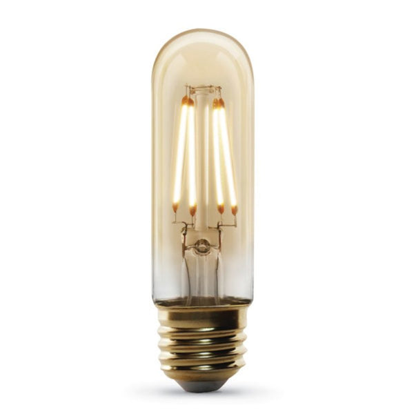 Feit Electric T10/VG/LED "Original" Vintage Edison Exposed Filament Amber Glass T10 Shape LED Light Bulb, 4" H x 1.5" D, 2100K