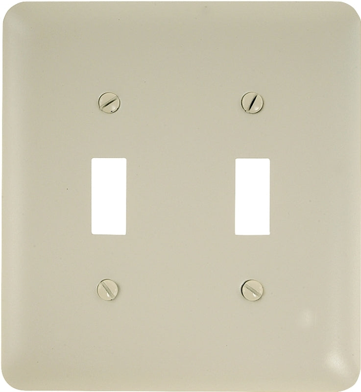 Amertac 935TTAL 2 Toggle Colours Almond Steel Wallplate