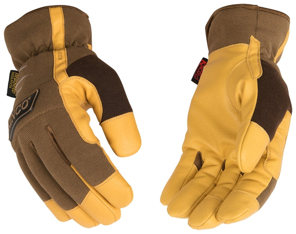 Kinco 2014HK-L Leather Work Gloves, Synthetic Leather Palm, Stretchy Poly Spandex Back
