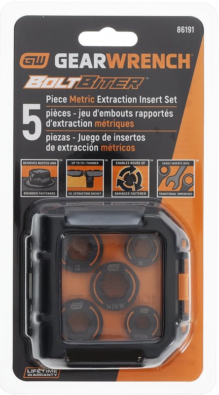 GEARWRENCH 5 Piece Bolt Biter Metric Wrench Insert Set - 86191