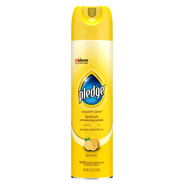 Pledge Enhancing Polish Spray, Wood Furniture & Stainless Steel Polish, Remove Dust and Fingerprints, Fast Shine and Protect, Prevent Scratches & Knicks - Lemon Scent, 9.7oz 73809