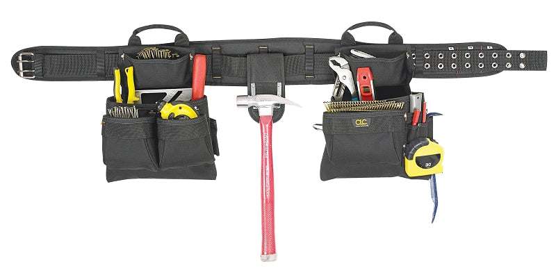 Custom Leathercraft5608 4 Piece Carpenter's Combo Tool Belt, Double-Tongue Steel Roller Buckle, 17-Pocket
