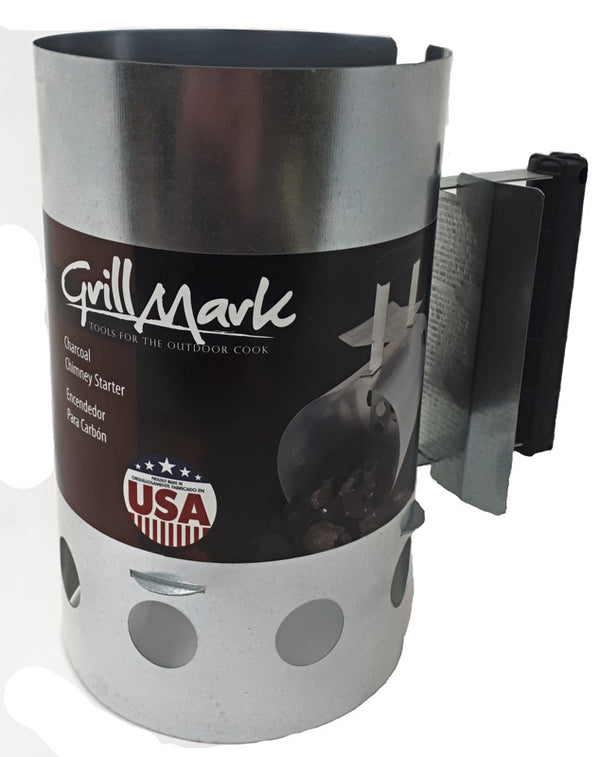 Grillmark BBQ-467637 Chimney Charcoal Starter with Wooden Handle 39470A