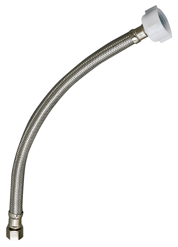 Plumb Pak PP23838 E-Z Toilet Supply Tube, 1/2 in Fip X 7/8 in Ballcock, 20 in L, Stainless Steel