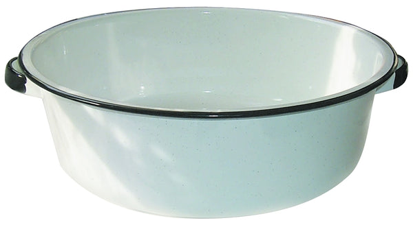 Granite Ware Enamel on Steel Dish Pan, 15-Quart Capacity - Sturdy Side Handles for Easy Lifting - Versatile for Boiling, Canning, Preparing Large Batches of Meals (Speckled White) 34709