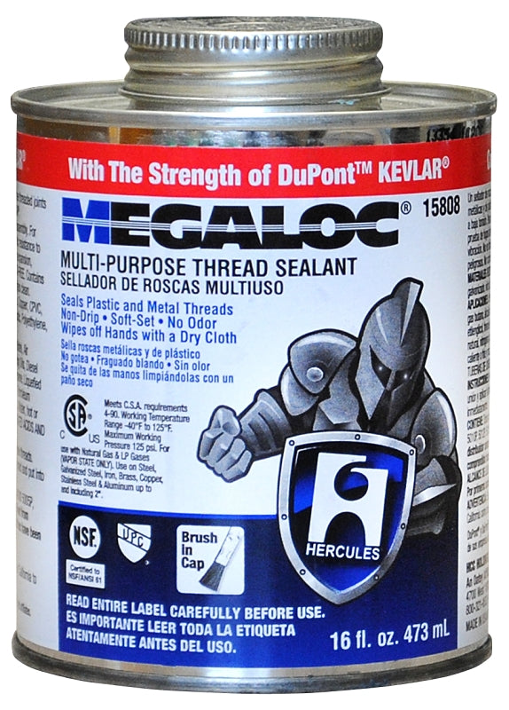 Hercules 15808 Megaloc Multi-Purpose Thread Sealant, 16 Oz, Can, Blue, Liquid Paste, Bule, 16 Fl Oz