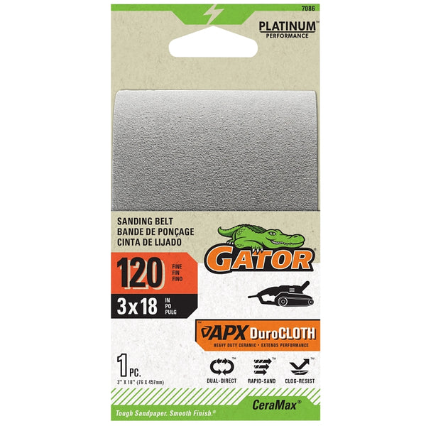 Gator Ali Industries 134876 3 x 18 in. Portable Sander Belt - 12 Grit - Ceramic Abrasive 7086
