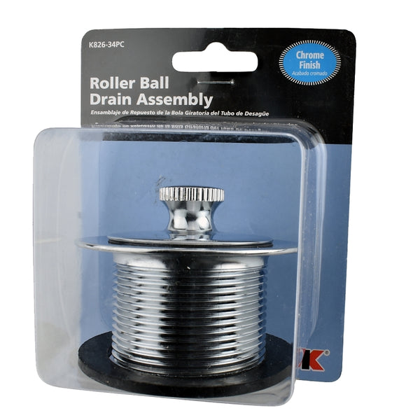 Plumb Pak K826-34PC Roller Ball Tub Drain Assembly, Polished Chrome