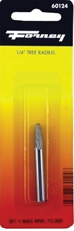 Forney 60124 Tungsten Carbide Burr with 1/4-Inch Shank, Tree Radius, 1/4-Inch