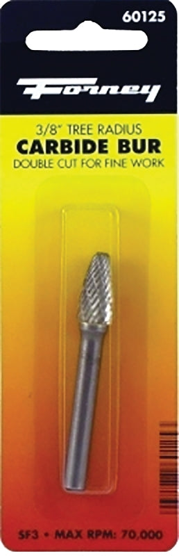 Forney 60125 Tungsten Carbide Burr with 1/4-Inch Shank, Tree Radius, Dark Grey, 3/8-Inch