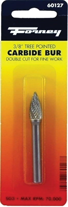 Forney 60127 Tungsten Carbide Burr with 1/4-Inch Shank, Tree Pointed, 3/8-Inch