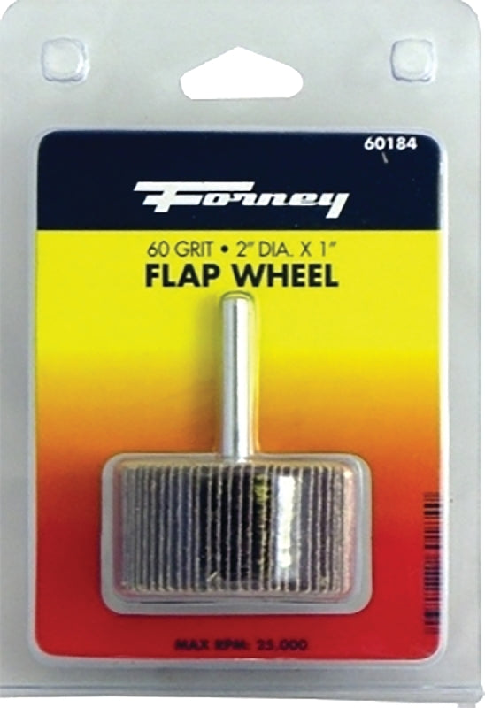 Forney 60184 Mounted Flap Wheel with 1/4-Inch Shank, 2-Inch-by-1-Inch, 60-Grit