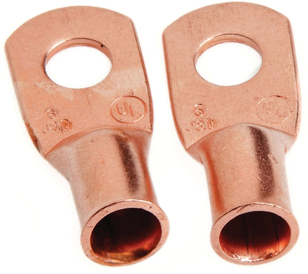 Forney 60091 Copper Cable Lugs, Number 6 Cable with 1/4-Inch Stud Size, 2-Pack