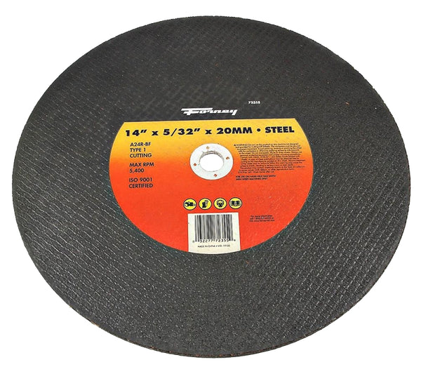 Forney 72355 Cut-off Wheel, Type 1 High Speed Metal with 20-Millimeter Arbor, A24R-BF, 14-Inch-by-5/32-Inch
