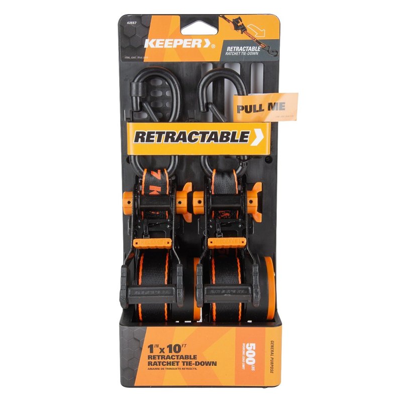Keeper 1 in. W X 10 ft. L Gray Retractable Ratchet 500 lb 2 pk 43557