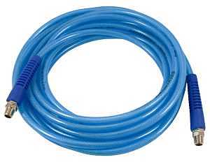 Forney 75450 Air Hose, Blue Polyurethane Flex with 1/4-Inch Male NPT Fittings On Both Ends, 1/4-Inch-by-25-Feet