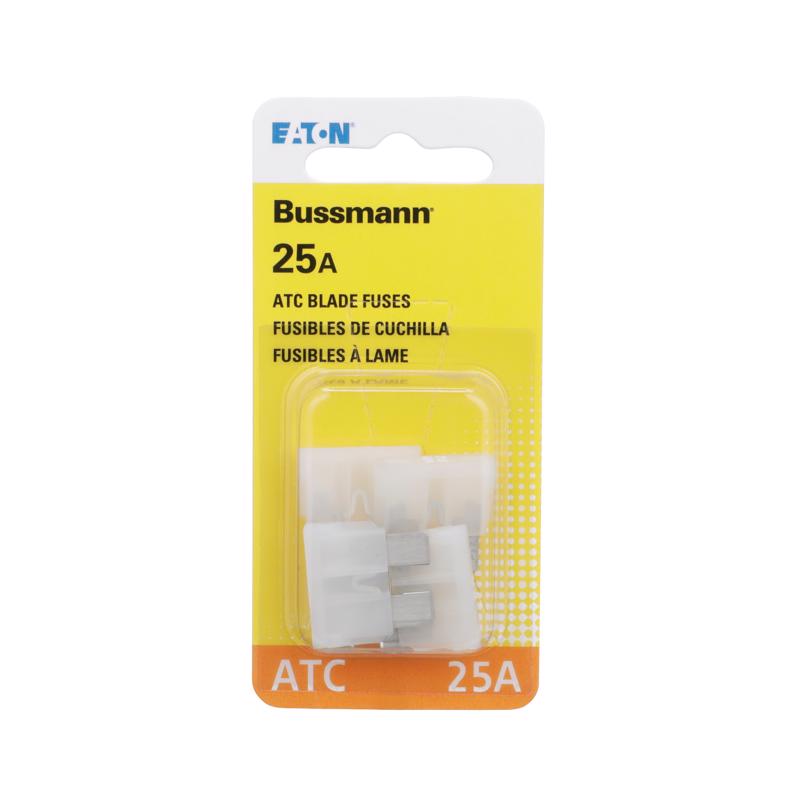 Bussmann ATC-25 ATC Automotive Blade Fuse - 25 Amp, 5 Pack (Tin), Clear