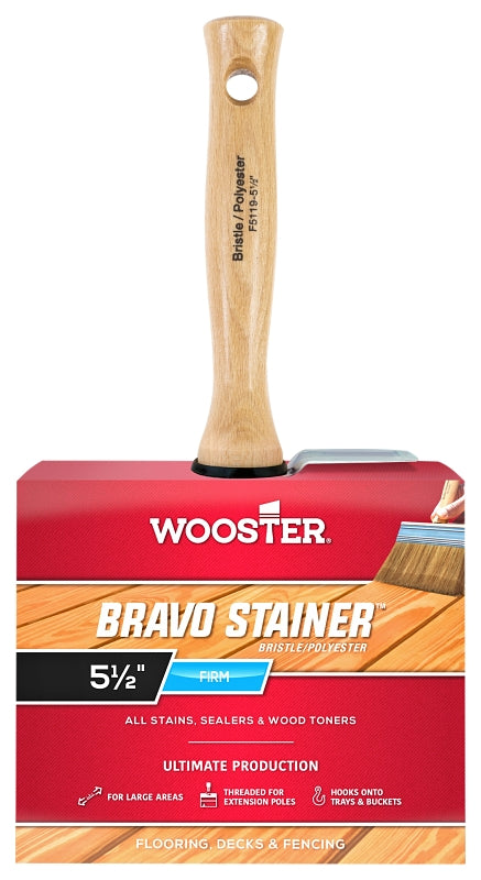 Wooster Brush F5119-5 1/2 Bravo Stainer Bristle/Polyester Stain Brush, 5-1/2 Inch