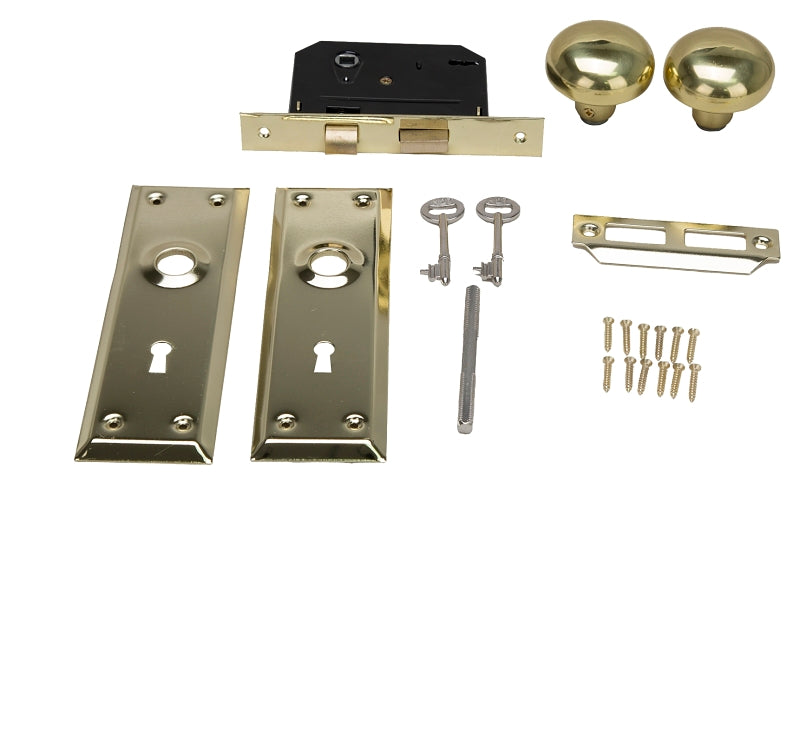 TOOLBASIX 6870372-3L Mortise Lock, Polished, Brass