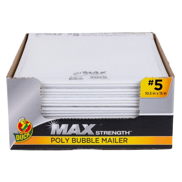 Duck Max #5 Poly Bubble Mailer, White, 10.5 inch x 15 inch, 25 Pack 288118