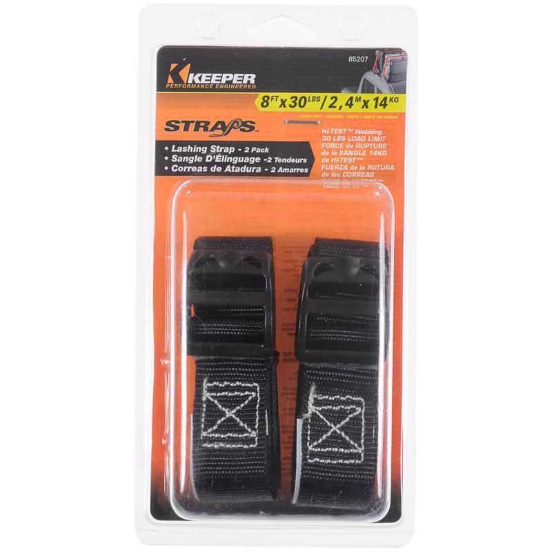 KEEPER 85207 8' x 1" Lashing Strap, 2 Pack