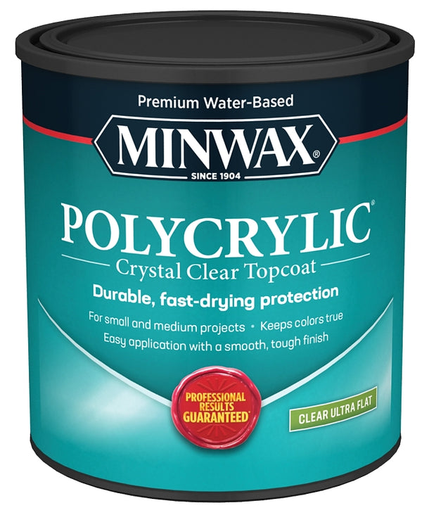 Minwax 611114444 Polycrylic Protective Finish, Quart, Ultra Flat