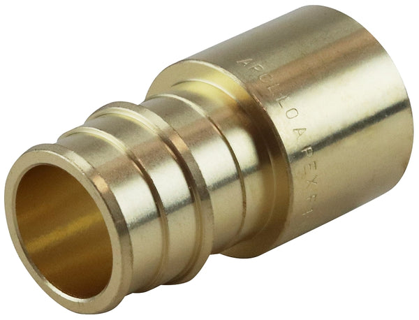 Apollo EPXFS3434 Pipe Adapter, 3/4 in, PEX Barb x Sweat, PEX-A, Brass, 200 psi Pressure