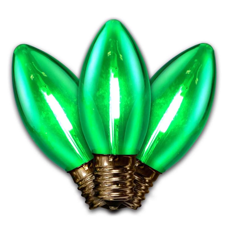 Holiday Bright Lights Smooth Transparent LED C9 Christmas Light Bulbs Green