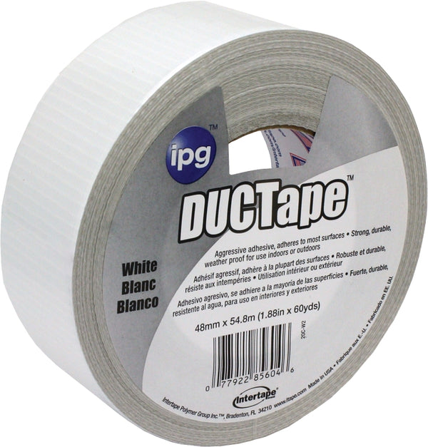 IPG JobSite DUCTape, Colored Duct Tape, 1.88" x 60 yd, White (Single Roll) 20C-W2