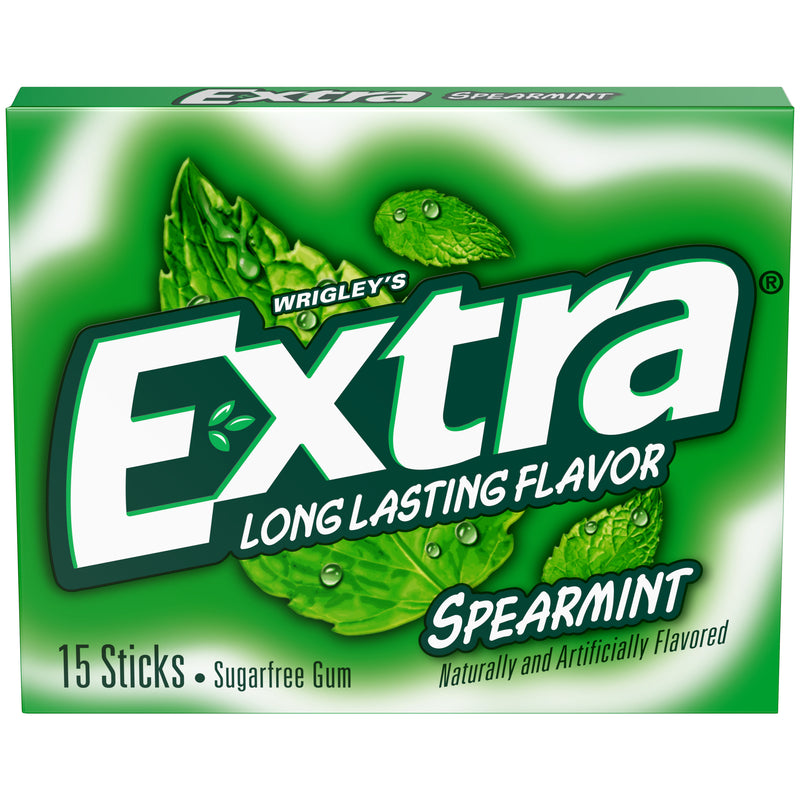 EXTRA Spearmint Back To School Sugar Free Chewing Gum Back to School Supplies, 15 Stick Pack