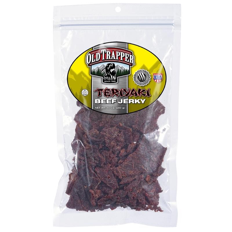 Old Trapper Beef Jerky, Teriyaki 10-Ounce Individual Pack, Tender Meat Snack for Lunches or Between Meals, 11 Grams of Protein, Zero Grams of Fat, and 70 Calories per Ounce (Pack of One)
