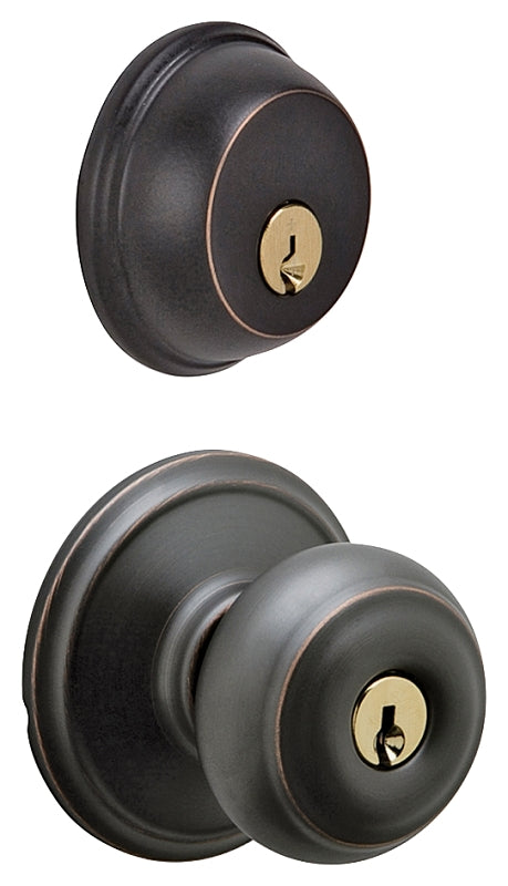 Schlage Georgian Single Cylinder Entrance Knobset Finish: Aged Bronze FB50NVGEO716KA4