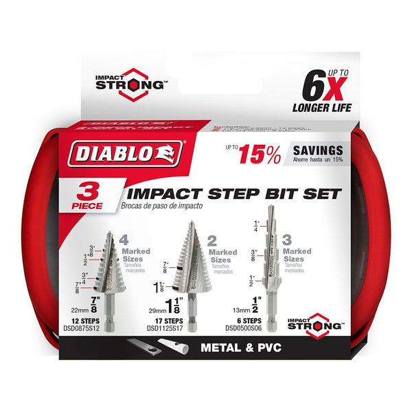 Freud-Diablo DSDS003 Diablo Step Drill BIT 3PC Set, One Size, Multi