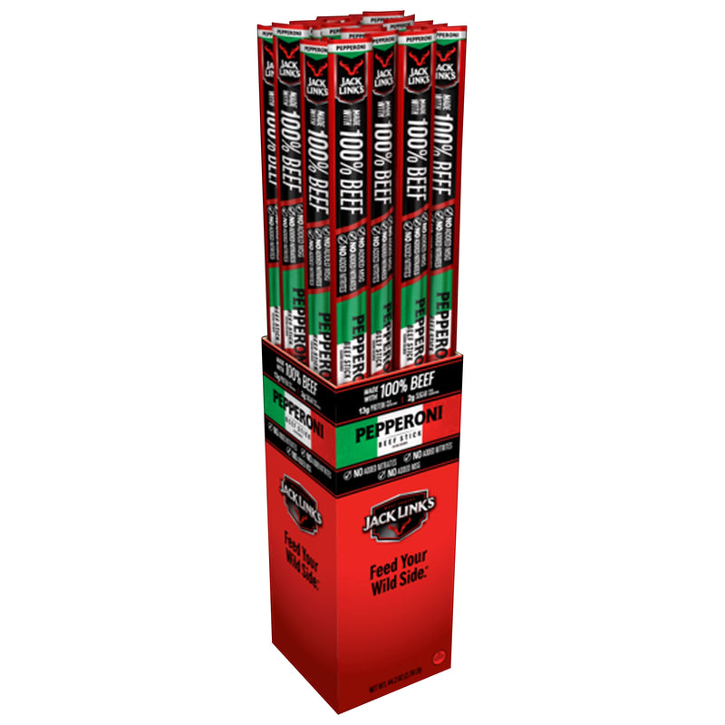 Jack Link's Pepperoni Beef Stick 1.84 oz. Pegged - Case of: 24;24