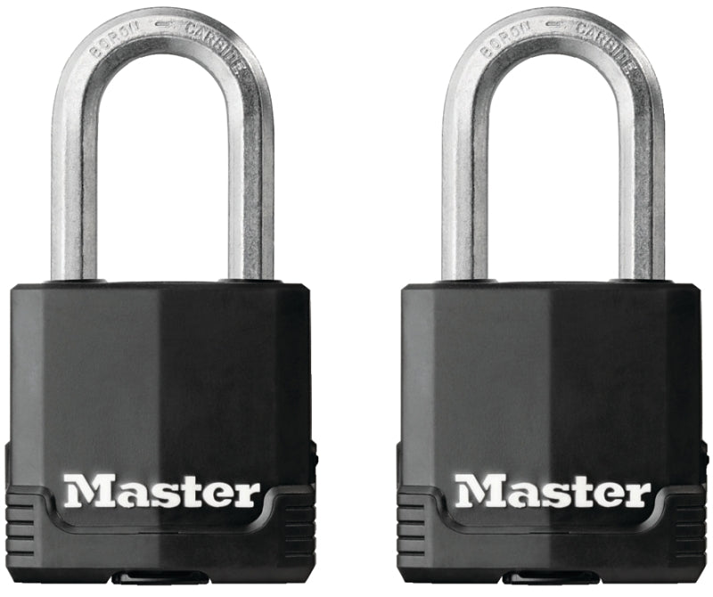 Master Lock Magnum Heavy Duty Outdoor Padlock with Key, 2 Pack Keyed-Alike, Covered