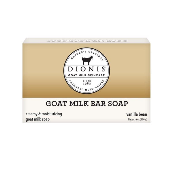 Dionis Goat Milk Skincare 6oz Vanilla Bean Scented Hand & Body Bar Soap - Moisturize, Restore, For All Skin Types, Non Greasy, No Residue - Cruelty Free Made In The USA - Paraben Free Formula C33461-6