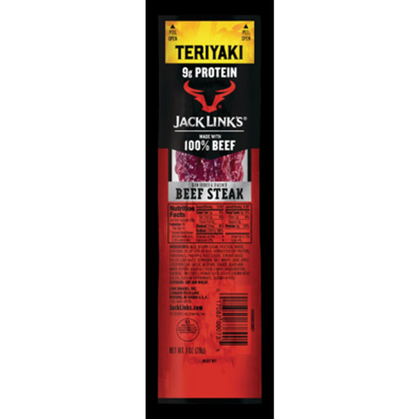 Jack Link's Premium Cuts Beef Steak, Teriyaki, Great Snack with 9g of Protein and 9g of Carbs per Serving, Made with Premium Beef, 1 Ounce (Pack of 12) 02030