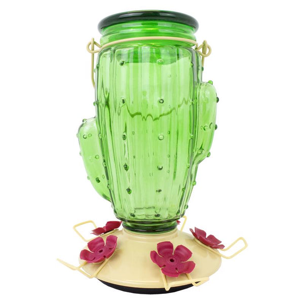 Perky-Pet 9111-1SR Cactus Top Fill Glass Hummingbird Feeder with Built-in Bee Guards & Removable Perches - 32 oz Outdoor Garden Décor Hummingbird Feeder 9111-2