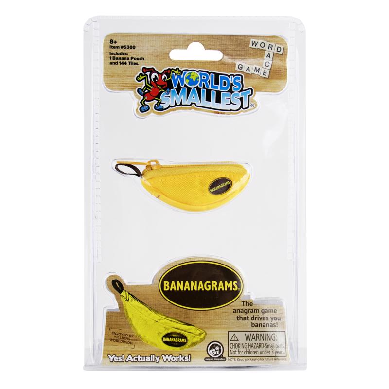 Worlds Smallest Bananagrams - Family Word Game - Includes: 1 Banana Pouch, 144 Tiles. Recommended for Ages 8 and up