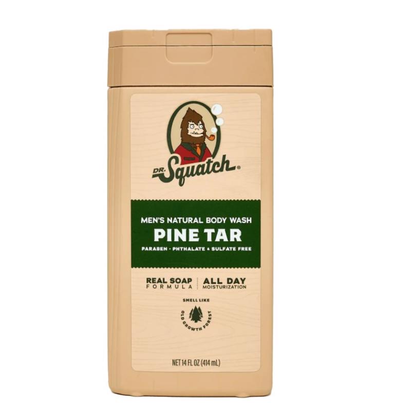 Dr. Squatch Pine Tar Men's Natural Body Wash Bar Soap, Paraben Phthalate Sulfate Free, All Day Moisturization, 14fl OZ